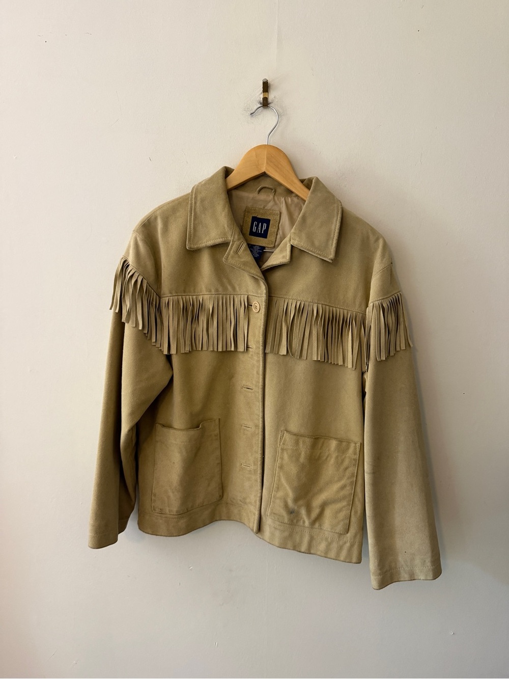 Vintage GAP Suede Fringe Jacket - Tan - Picture 6 of 8